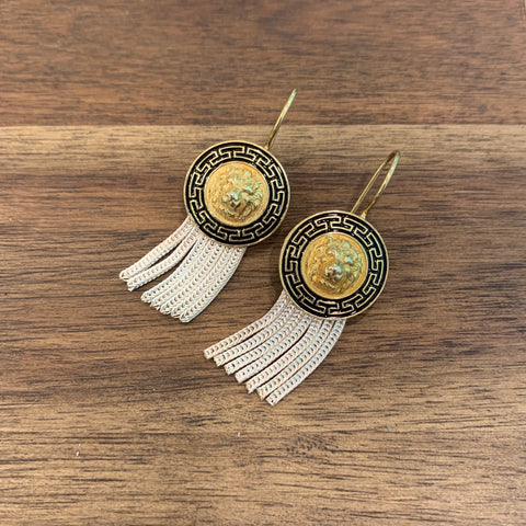 Anatolia Gold and Silver Lion Earrings