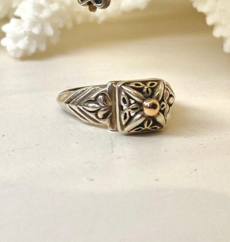 Silver and Gold Relief Ring