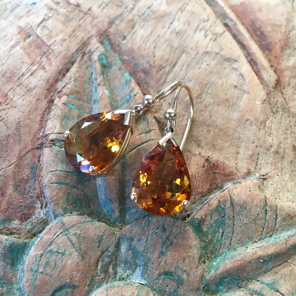 Citrine Teardrop Earrings in 9ct Gold