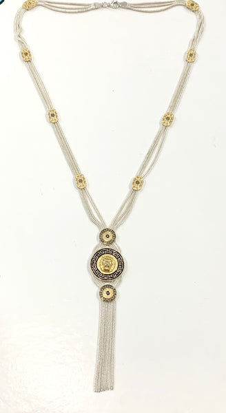 Long Silver and Gold Lion Necklace